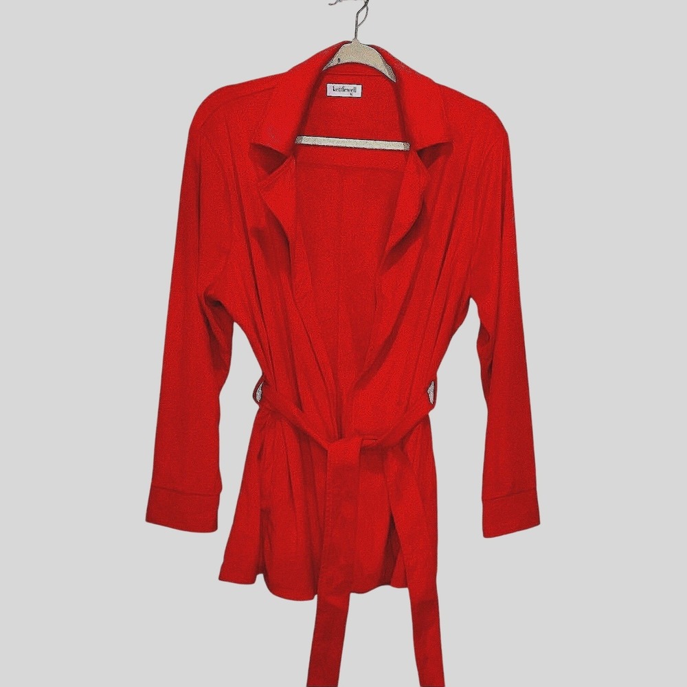 KETTLEWELL colour poppy red Robyn Belt faux suede jacket Layering autumn 222 XL